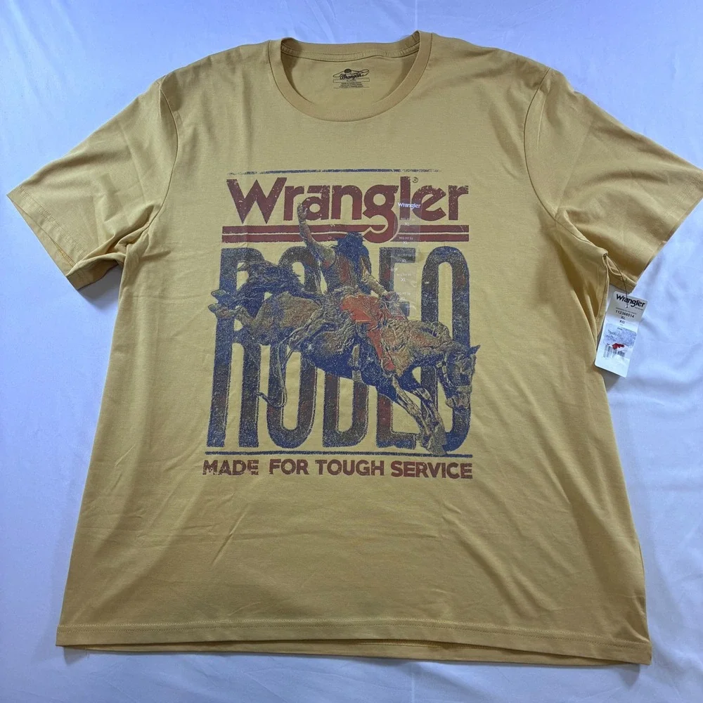 Wrangler Mens Rodeo Graphic T-Shirt Mustard Yellow XL NWT 112368514